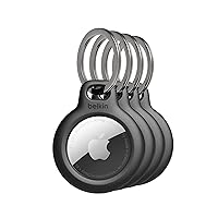 Belkin Apple AirTag Secure Holder with Key Ring - Durable Scratch Resistant Case with Open Face & Raised Edges - Protective AirTag Keychain Accessory for Keys, Pets, Luggage, Backpacks - 4-Pack Black
