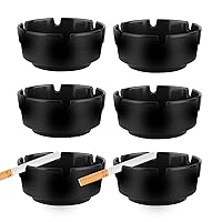 6Pcs Ashtray Sets for Cigarettes, Plastic Tabletop Ash Tray Sets, Indoor Outdoor Ashtrays Perfect for Home Patio Restaurant Bar Hotel and Office Use (Set of 6 Black)