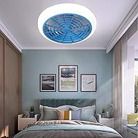 Ceiling Fan with Light and Remote Control Ceiling Lights Silent 3 Speeds Bedroom Dimmable Led Fan Ceiling Light 60W Modern Living Roomt Ceiling Fan Light/Blue
