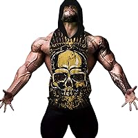 Men's Workout Hoodies 3D Print Bodybuilding Sport Gym Tank Tops Sleeveless Shirt
