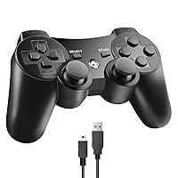 Wireless Controller Compatible with PS-3 Play-station 3, Wireless Bluetooth Joystick with Charger Cable Cord (Black)