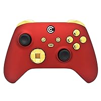 Designer Series Custom Wireless Controller for PC, Windows, Series X/S & One - Multiple Designs Available (Matte Red & Gold Chrome Inserts)
