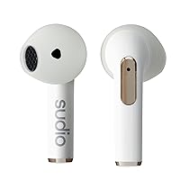 Sudio N2 True Wireless Bluetooth Open-Ear Earbuds - Multipoint Connection, Built-in Microphone for Calls, 30h Battery Time with Charging Case, IPX4 Water Resistant, USB-C & Wireless Charging (White)