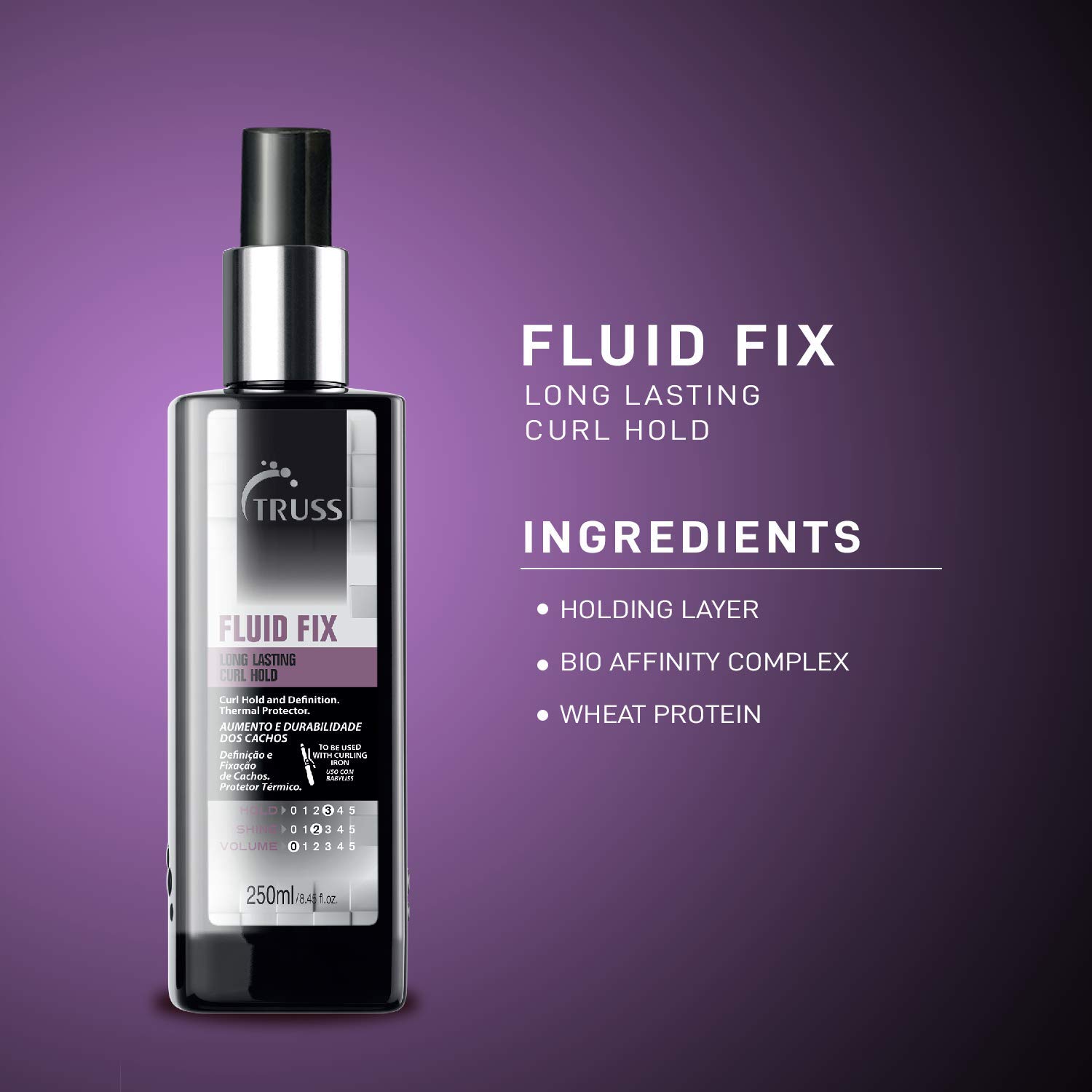 TRUSS Fluid Fix - Long-lasting Curl And Defining Hold - Leave-in Heat Protectant Styling Spray For Hair - Provides Definition And Volume At The Roots For Curls
