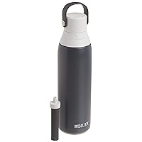 Brita Stainless Steel Premium Filtering Water Bottle, BPA-Free, Replaces 300 Plastic Water Bottles, Filter Lasts 2 Months or 40 Gallons, Includes 1 Filter, Kitchen Accessories, Carbon - 20 oz.