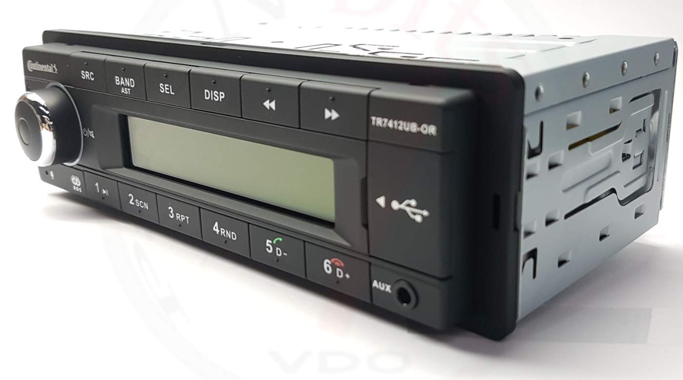 VDO Continental TR7412UB-OR European Style 12v Radio Orange Display Bluetooth