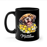 Awesome Boxer Dog Ceramic Cup Gift For Dog Owners, Best Dog Lover Coffee Mug, Customized Boxer Dog Tea Mug With Name, Pet Lover Mug, Custom Boxer Puppy Porcelain Mug, Black Dog Pottery Mug 11oz 15oz