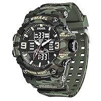 Outdoor Military Men Watch Camouflage PU Waterproof Quartz Analog Wristwatches Dual Time Casual Sport Style Digital Clock