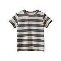 Boys Casual Shirt Striped Blouse Short Sleeve Scoop Neck Tops Breathbale Soft Tees Summer Toddler T-Shirts