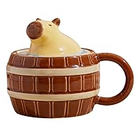 Cute Mug 450ml 3D Capybara Mug Cute Ceramic Coffee Mug with Lid and Handle Cartoon Tea Cup Microwave Oven Safe Novelty Animal Milk Mug Capybara Mug