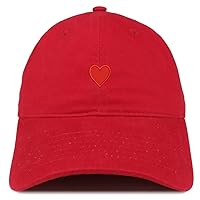 Trendy Apparel Shop Emoticon Heart Embroidered Cotton Adjustable Ball Cap Dad Hat - Red