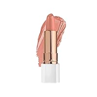 FLOWER BEAUTY Petal Pout Lipstick - Nourishing & Highly Pigmented Lip Color with Antioxidants, Matte Finish - Peachy Nude