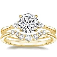 Engagement Ring with 2.00 CT Moissanite, 10K Yellow Gold, Round Cut Solitaire Design