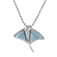 NOVICA Handmade Larimar Pendant Necklace .925 Sterling Silver Stingray Blue Thailand Animal Themed Sea Life 'Stingray'