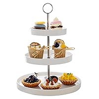 Sweese 3-Tier Porcelain Cupcake Stand, Tiered Dessert Stand, Cake Stand - White Porcelain Round Plates for Tea Party Wedding Baby Shower Buffet Server