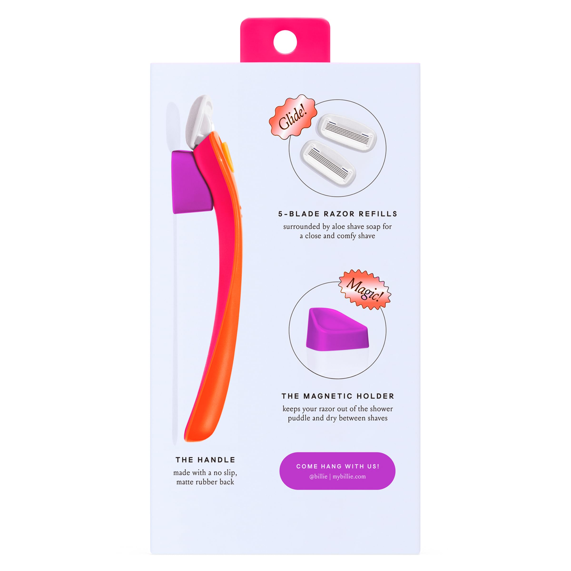 Billie Razors for Women Shave Kit – Women’s Razor + 2 x 5-Blade Razor Refills + Magnetic Holder – Sunburst