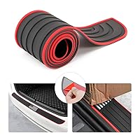 Car Rear Bumper Protector Guard, American Flag Anti-Scratch Door Entry Sill Guard, Non-Slip Rubber Vehicle Trim Cover Protection Strip, Car Accessories for Most Cars (Red Edge/Black Flag/35.4
