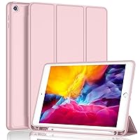 iMieet iPad 9.7 Case (2018/2017 Model, 6th/5th Generation), Smart Cover with Pencil Holder and Soft Baby Skin Silicone Back and Full Body Protection, Auto Wake/Sleep Cover (Pink)