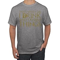 White That's What I Do I Drink and I Know Things Men's T Shirt GOT Tyrion Pop Culture Men's Graphic T-Shirt