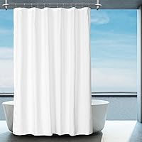 2-Pack Fabric Shower Curtain Liners Lightweight - White Cloth Shower Liners with Magnets, Washable & Water Repellent, 12 Button Holes, Hotel Quality - 71