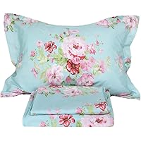 Cotton Bedding Sheet Set, Extra Soft 100% Cotton Sheet Set, Shabby Pink Floral Print Bed Sheet Set, Floral Sheet and Pillowcase 4-Piece Queen Size