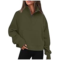 Womens Half Zip Pullover Sweatshirts Quarter Zip Oversized Hoodies Sweaters Fall Outfits 2023 Y2K Winter Clothes