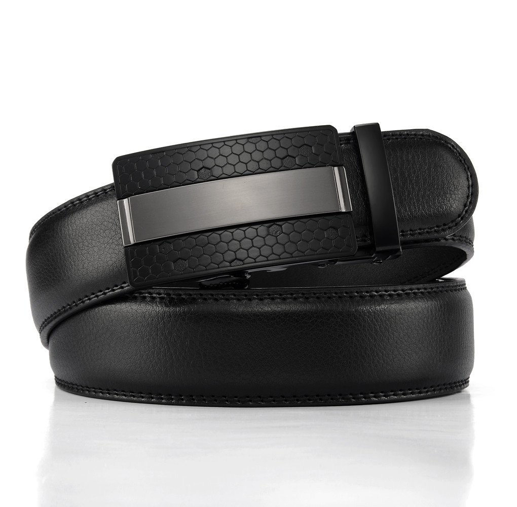 X XHtang Men's Ratchet Belt with Genuine Leather, Slide Belt for men 1 3/8 inches Wide