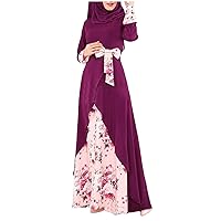 Clothes for Women Summer Women's Muslim Long Sleeve Dress Vintage Pullover Abaya Prayer Clothes