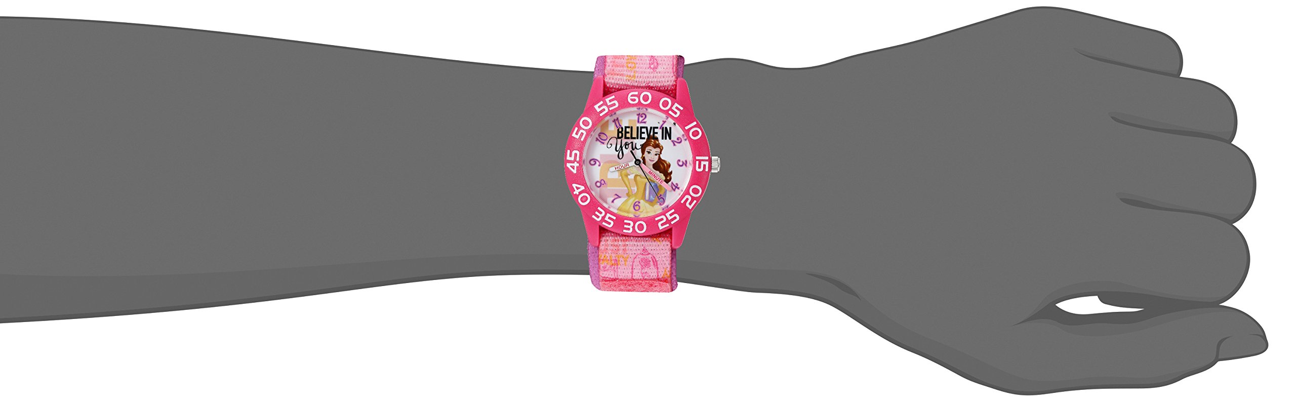 Disney Girl's 'Belle' Quartz Plastic and Nylon Watch, Color:Pink (Model: W002930)