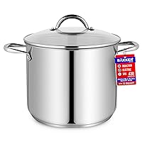 Bakken-Swiss Deluxe 12-Quart Stainless Steel Stockpot w/Tempered Glass See-Through Lid - Simmering Delicious Soups Stews & Induction Cooking - Exceptional Heat Distribution - Heavy-Duty & Food-Grade