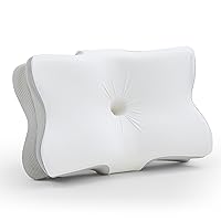 Cervical neck pillow for pain relief, Adjustable Memory Foam Neck Pillows for Side Sleepers, Support Pillow with Milk Silk Pillowcase for Wrinkle Reduction, Anti Snore Ergonomic Pillow (White)