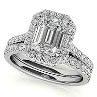 Moissanite Star Sterling Silver Genuine Moissanite Engagement Ring, Ethically, Authentically & Organically Sourced 2 CT Emerald Cut, Moissanite Wedding Ring Sets, Anniversary Ring
