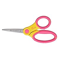 Westcott 14597 Right- and Left-Handed Scissors, Soft Handle Kids' Scissors, Ages 4-8, 5-Inch Pointed Tip