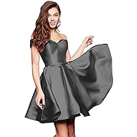 Women's Short Homecoming Dresses for Teens with Pockets Off Shoulder Satin Cocktail Party Gowns R037