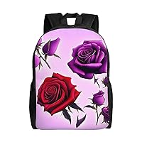 Red and purple roses Backpack For Women Men Travel Laptop Backpack Rucksack Casual Daypack Lightweight Travel Bag