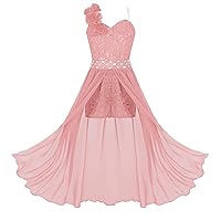 YiZYiF Kids Girl's Romper Dress Flower Girl Formal Party Wedding Bridesmaid Maxi Dress Summer One Shoulder Dresses