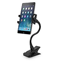 Adjustable Gooseneck Tablet Holder & Phone Clip - Works with Phones & Tablets up to 8” - Flexible Phone Holder & Tablet Mount with Clip On Clamp for Desks up to 1.75” Thick (CLIPMOUNT),Black