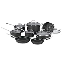 Cuisinart 14-Piece Cookware Set, Chef's Classic NonStick Hard Anodized, Gray, 66-14N