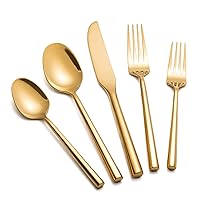 Gold Silverware Set Flatware Set Stainless Steel Cutlery Set 40 Pieces Hexagon Handle Home Kitchen Daily Use Service for 8