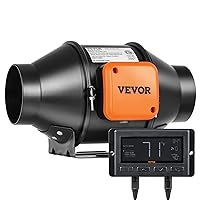 VEVOR Inline Duct Fan, 4-Inch 205 CFM with Temperature Humidity Controller, Quiet EC-motor Ventilation Exhaust Fan for Cooling Booster, Grow Tents, Hydroponics