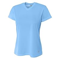 A4 Women's Short Sleeve V-Neck Bird's Eye Mesh Tee