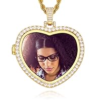 TUHE Angel Wing Necklace With Picture Inside Custom Picture Necklace For Men Women 18k Gold Plated Customized Photo Pendant Necklace Personalized Memorial Rip Chains Birthday Valentine's Day Gift