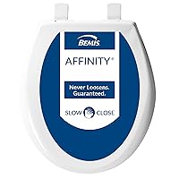 BEMIS 200E4B 390 Affinity Toilet Seat will Slow Close, Never Loosen and Provide the Perfect Fit, ROUND, Plastic, Cotton White