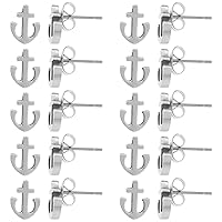 Small Stainless Steel Anchor Stud Earrings 1-10 Pack 3/8 inch
