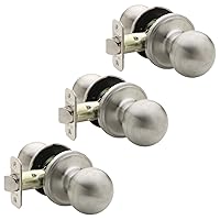 Copper Creek BK2020SS-3 Ball Door Knob, Passage Function, 3 Pack, in Satin Stainless