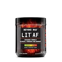LIT AF | Advanced Formula Clinical Strength Pre-Workout Powder | Contains Caffeine, L-Citruline, and Nitrosigine | Gummy Worm | 20 Servings