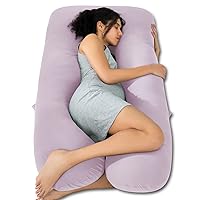 QUEEN ROSE Cooling Pregnancy Pillows, U Shaped Full Body Maternity Pillow for Pregnant Support, Rayon Derived from Bamboo, Buttery Soft, Super Breathable for Hot Sleeper, Purple