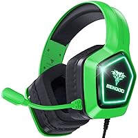 BENGOO G9700 Gaming Headset Headphones for Xbox Series X|S, Xbox One, PS5, PC, Mac, Nintendo Switch, Noise Canceling Over Ear Headphones with Mic, Bass Surround Sound - Green