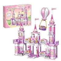 Princess Castle Girls Building Blocks Toys 541 Pieces Multi Shaped Pink Castle Hot Air Balloon Toys for Girls Construction Bricks Christmas Birthday Gift for Kids Age 6-12 and Up
