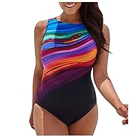 High Waisted Bathing Suits for Women One Piece Plus Swimsuits for Women Plus Size Fashion Bikini Gradient STRI